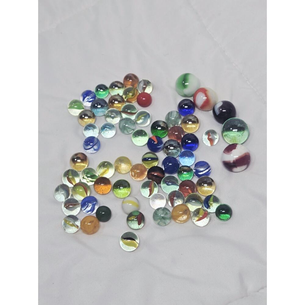 Vintage Lot of 69 Glass Marbles Assorted Glass Multi-color